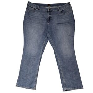 Lee Jeans‎ Womens 26W Blue Straight Leg Mid Rise Friction Resistant Plus Denim